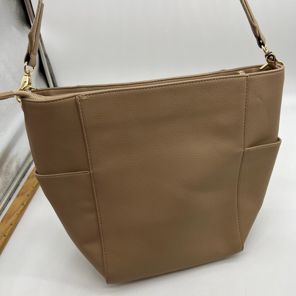 Amy Stran x AHDORNED Faux Leather Bucket Bag Mushroom Brown